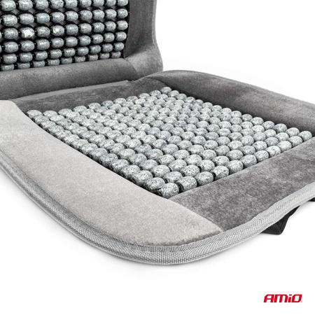 Mata na siedzenie fotel koralikowa szara koraliki do samochodu 45x120cm CSM-17 AMIO-04430