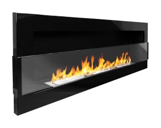 Biokominek wiszący z szybą 1200x400 czarny połysk