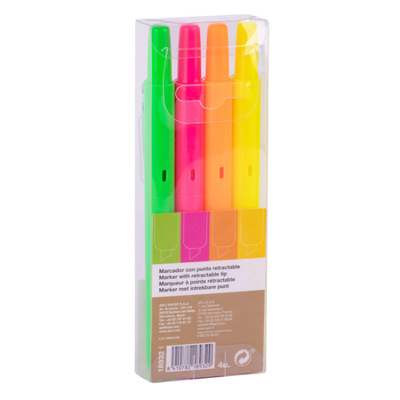 Zakreślacze wysuwane Apli Kids - 4 fluorescencyjne kolory