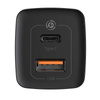 Ładowarka sieciowa Baseus GaN2 Lite, USB + USB-C, 65W, EU (czarna)