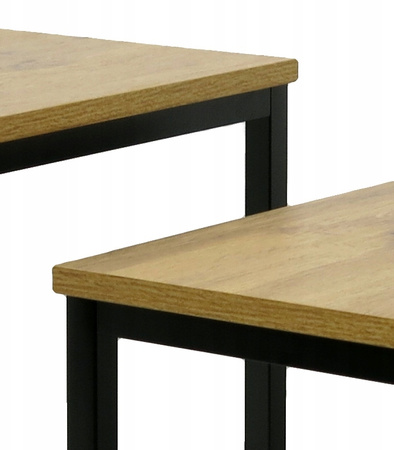 STOLIK KAWOWY 2-CZĘŚCIOWY ZESTAW KWADRATOWYCH STOLIKÓW LOFT INDUSTRIAL