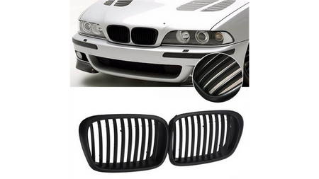 Grill sportowy pojedyncze żeberka Matt Black  BMW 5 (E39) Sedan Touring 1995-2003