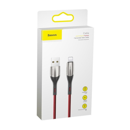Kabel USB na Lightning z diodą LED Baseus Horizontal 2.4A 1m czerwony