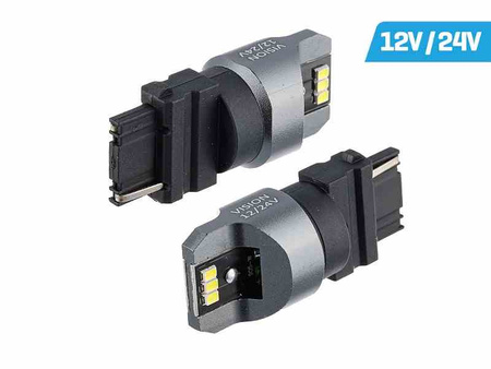 Żarówka VISION P27W (T25) 12/24V 6x 3020 SMD LED, nonpolar, CANBUS, biała, 2 szt.