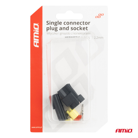 Złącze elektryczne wodoodporne zestaw 1 PIN 2.2mm AMIO-04345