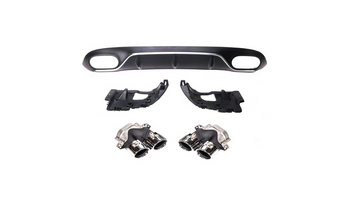 Tylny dyfuzor w zestawie z chromowanymi końcówkami wydechu MERCEDES E-Class C238 A238 przed liftem 2016-obecnie