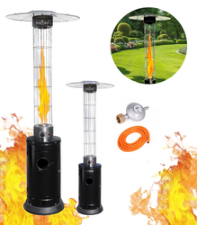 OGRZEWACZ OGRODOWY TARASOWY GAZOWY WYSOKI Z EFEKTEM PŁOMIENIA I OCHRONNĄ OSŁONĄ