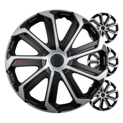 Kołpaki samochodowe 4szt. komplet EVO czarno srebrne 16" cali COLOR BOX