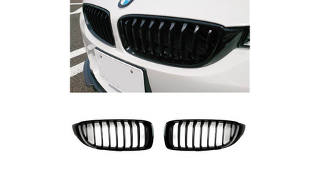 Grill sportowy pojedyncze żeberka Gloss Black  BMW 4 (F32, F82) Coupe (F33, F83) Cabrio (F36) Gran Coupe 2013-2021