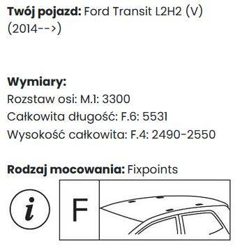 Platforma dachowa bagażowa bagażnik Ford Transit L2H2