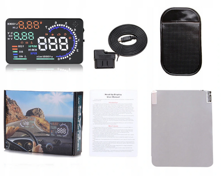 Wyświetlacz projektor LED LCD HUD OBD2 5.5 ZEGARY