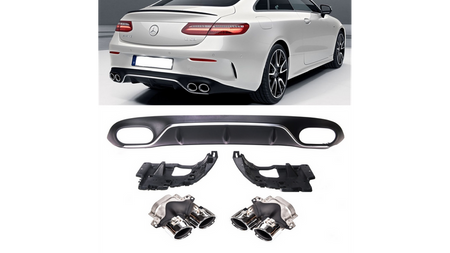 Tylny dyfuzor w zestawie z chromowanymi końcówkami wydechu MERCEDES E-Class C238 A238 przed liftem 2016-obecnie