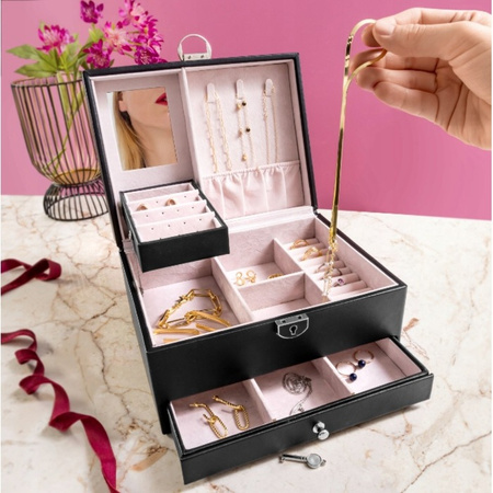 SZKATUŁKA NA BIŻUTERIĘ ORGANIZER KUFEREK PUDEŁKO