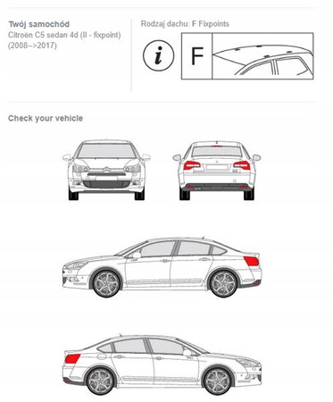 Bagażnik dachowy belki Citroen C5 sedan II 4d