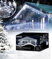 LAMPKI ZEWNĘTRZNE SOPLE 500 LED 20M KURTYNA GIRLANDA OŚWIETLENIE ŚWIĄTECZNE