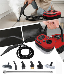 MYJKA PAROWA 1500 W CZERWONA PAROWNICA CZYŚCIK URZĄDZENIE CZYSZCZĄCE ZASILANE DO MYCIA CZYSZCZENIA KUCHNI ŁAZIENKI RÓŻNYCH POWIERZCHNI