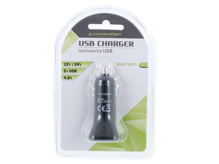 Ładowarka 2x USB, 4.8A, do gniazda zapalniczki 12/24V