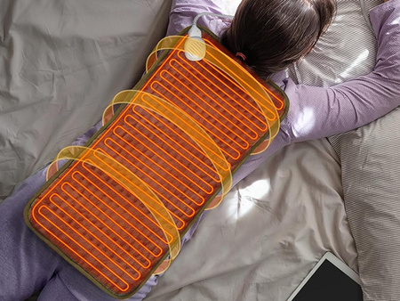 PODUSZKA MATA GRZEJĄCA ELEKTRYCZNA 60 X 30 MIĘKKA BEŻOWA 3 TRYBY GRZANIA Z TIMEREM