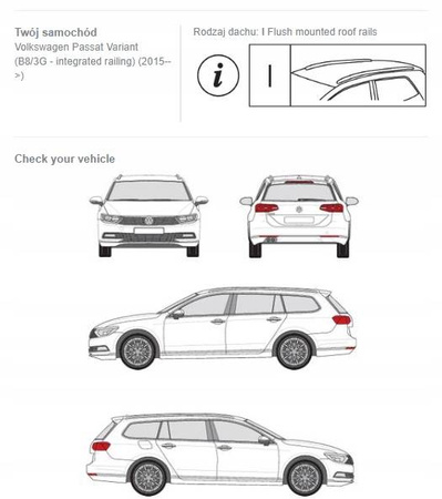 Bagażnik dachowy belki fuse Volkswagen Passat B8