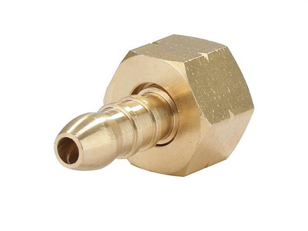 Końcówka węża gazowego gwint wewn. 3/8" L, z nyplem do węża 9-10 mm, mosiężna