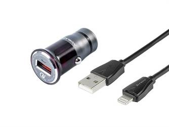 Ładowarka MYWAY 12/24V QC3.0 1x USB + kabel USB > Lightning