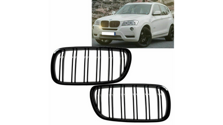 Grill sportowy podwójne żeberka Gloss Black BMW X3 F25 przed liftem 2010-2014