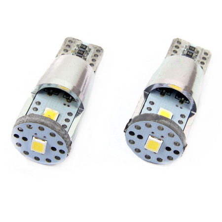 Żarówki LED CANBUS 3SMD 2835 T10e W5W ALU White 12V 24V AMIO-01637