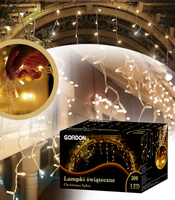 LAMPKI ZEWNĘTRZNE SOPLE 300 LED CIEPŁA BIEL 12M EFEKT FLASH KURTYNA GIRLANDA OŚWIETLENIE ŚWIĄTECZNE