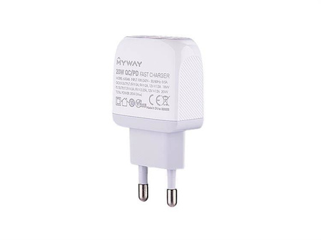 Ładowarka sieciowa MYWAY 20W USB-C PD + QC3.0