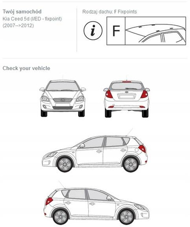 Bagażnik dachowy belki Fuse Kia Ceed I/II