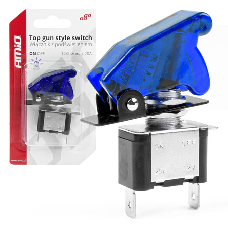 Włącznik przełącznik TOP GUN podświetlenie niebieskie AMIO-03096