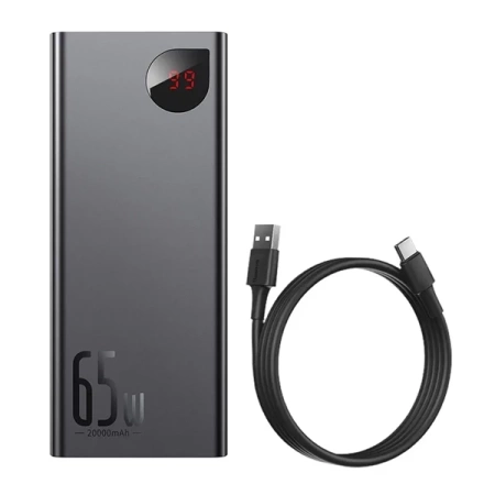 Powerbank Baseus Adaman Metal 20000mAh, PD, QC 3.0, 65W, 2xUSB + USB-C + micro USB, (czarny)