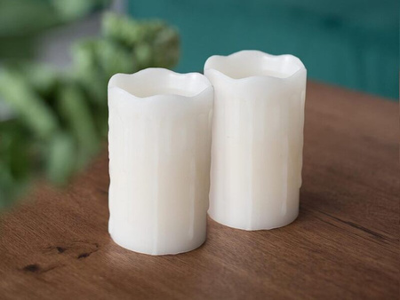 ŚWIECZKI LED ZESTAW 2 SZTUKI 12,5 CM EFEKT WOSKU DRIP WAX ZASILANIE BATERIA