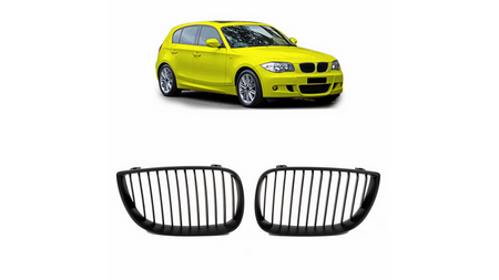 Grill sportowy pojedyncze żeberka Matt Black BMW 1 E81 E82 E87 E88 przed liftem 2004-2007