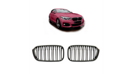 Grill sportowy podwójne żeberka Matt Black  BMW 1 (F20, F21) Hatchback Facelift 2015-2019