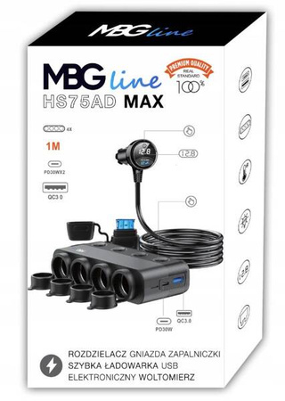 Rozdzielacz gniazda zapalniczki 12v 24v ładowarka samochodowa qc pd 3x USB