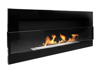 Biokominek wiszący z szybą 900x400 czarny połysk