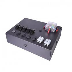 Panel przełączników Box ALU, ON-OFFx5, 3xGZ, USB 3.1A, 1x Voltomierz 6 Bezpieczników IP68