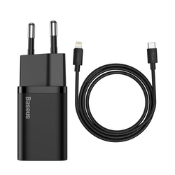 Ładowarka sieciowa USB-C Baseus Super Si Quick Charger 1C 20W z przewodem Lightning 100 cm czarna