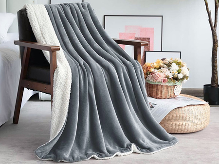 KOC ELEKTRYCZNY GRZEJĄCY 180 X 160 DUŻY MIĘKKI CIEPŁY SZARY Z PILOTEM DWUOSOBOWY Z TIMEREM