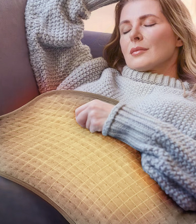 PODUSZKA MATA GRZEJĄCA ELEKTRYCZNA 60 X 30 MIĘKKA BEŻOWA 3 TRYBY GRZANIA Z TIMEREM