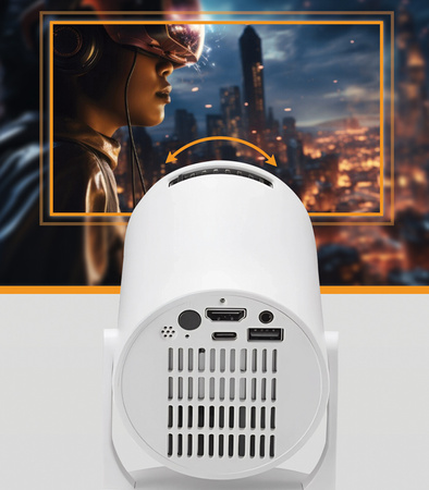 PROJEKTOR MINI FULL HD RZUTNIK KINO DOMOWE PRZENOŚNE OBROTOWE PILOT DO FILMÓW SERIALI ROZRYWEK GIER