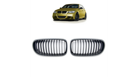 Grill sportowy pojedyncze żeberka Matt Black  BMW 3 (E90) Sedan (E91) Touring Facelift 2008-2011
