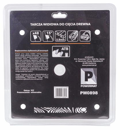 Tarcza widiowa do drewna 255x30 48z TDD-255x30x48Z