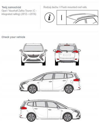 Bagażnik dachowy belki Opel Zafira Tourer C