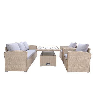 ZESTAW MEBLI OGRODOWYCH BARLETTA TECHNORATTAN TRWAŁY DUŻY NOWOCZESNY PODUSZKI STÓŁ DO OGRODU NA TARAS DLA 5 OSÓB