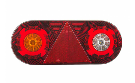 Lampa zespolona tylna z trójkątem odblask. HOR 105, STELLA, diodowa 12/24 V, lewa (6-funkcyjna, przewód okrągły 6x0,5 mm2, długość 2 m)