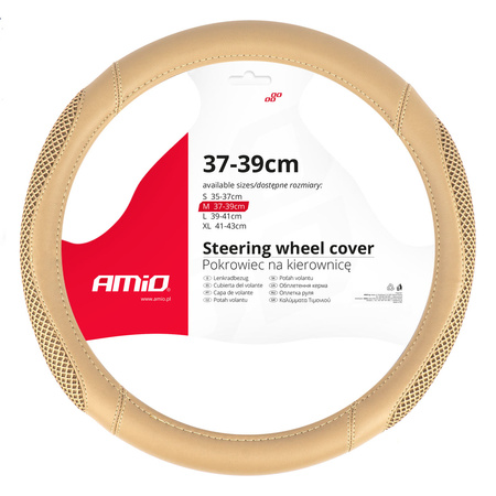 Pokrowiec nakładka na kierownicę samochodową SWC-61-M 37-39cm AMIO-04171