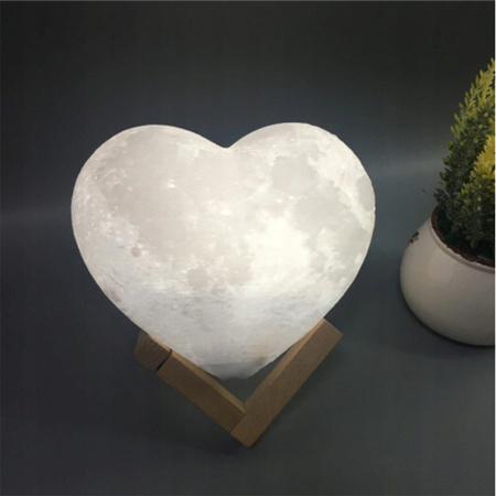 LAMPKA NOCNA SERCE LAMPA KSIĘŻYC 3D 24 CM MOON