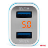 Ładowarka samochodowa 2x USB + woltomierz TEST-04 AMIO-01028